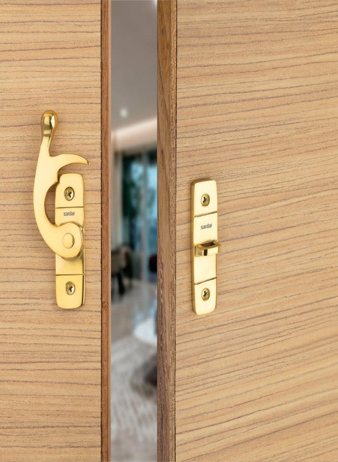 Sardar DL-05 Brass Flip Latch| Double Door Lock Hardware|Safety Door Latch Lock| Heavy Duty Door Stopper (Gold) - Image 2